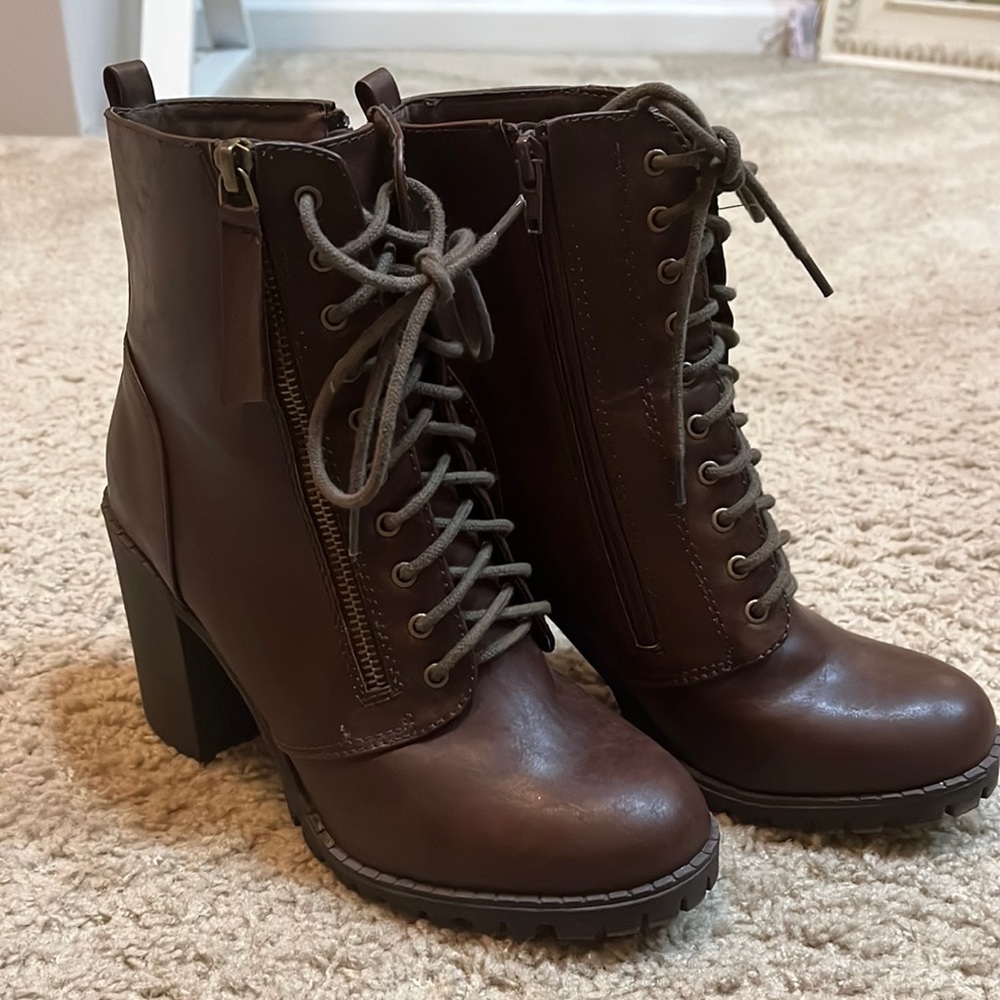 New heeled combat boots